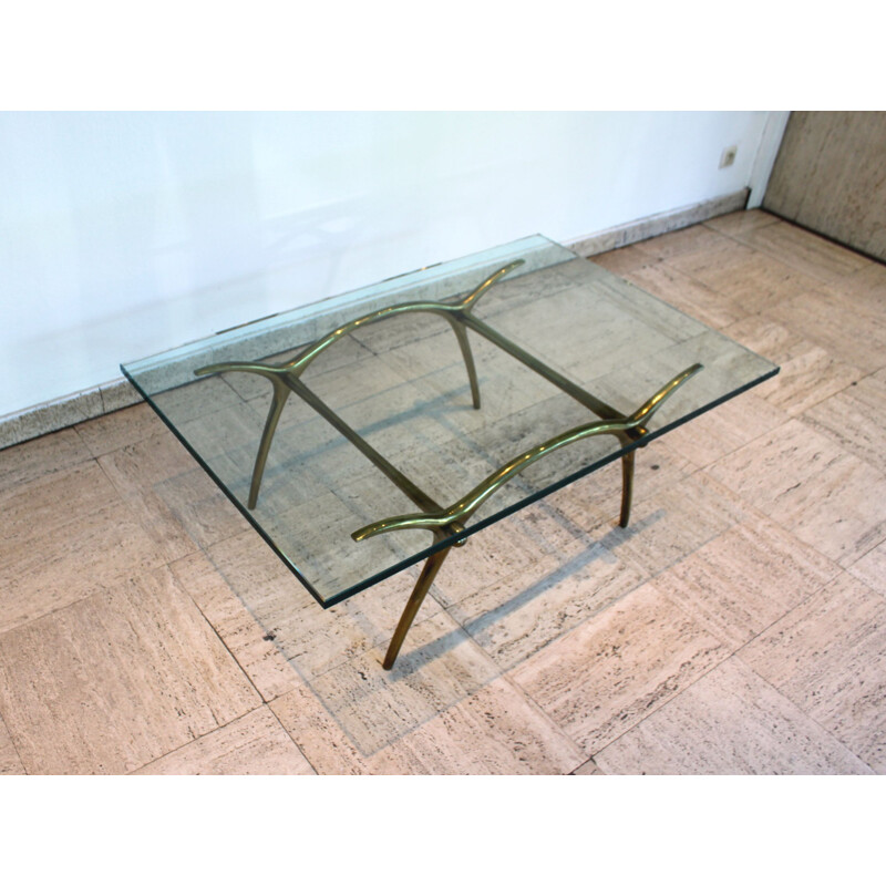 Mesa de centro de cristal vintage de Kouloufi para Vanderborght Frères Sa, Bélgica 1958