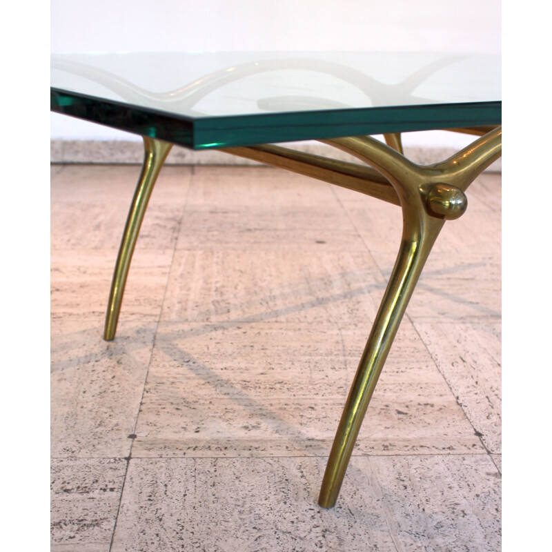 Vintage glass coffee table by Kouloufi for Vanderborght Frères Sa, Belgium 1958
