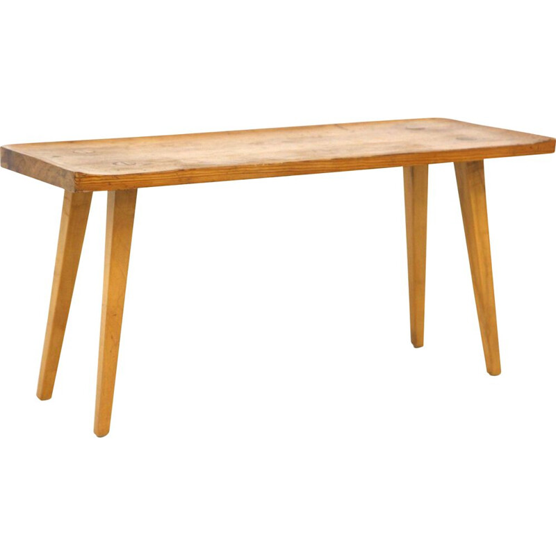 Minimalist vintage pine bench, Sweden 1950