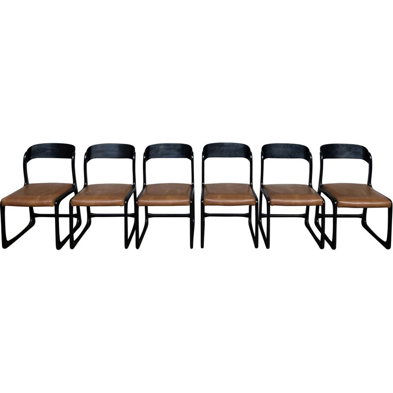 Set of 6 vintage Baumann sled chairs, 1960-1970