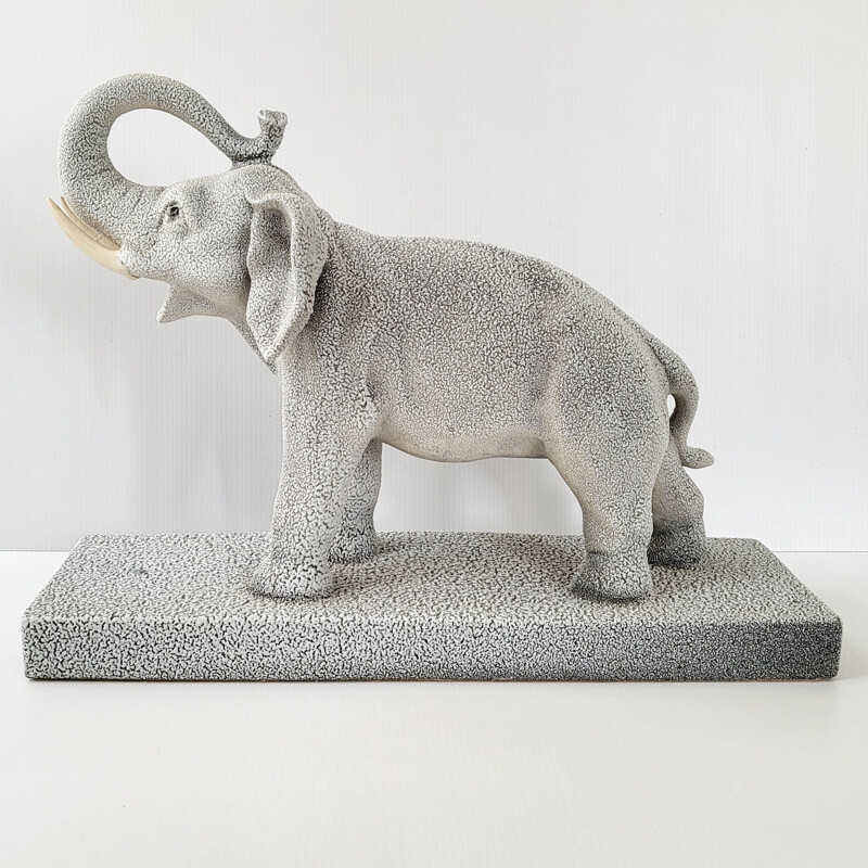 Scultura di elefante in ceramica vintage, 1950