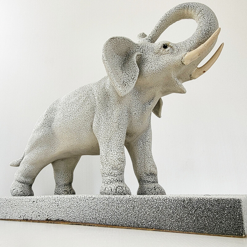 Sculpture eléphant vintage en céramique, 1950