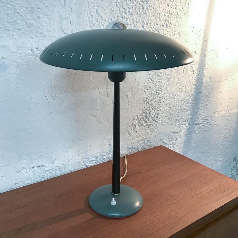 Tall green desk lamp, Louis KALFF - 1950s
