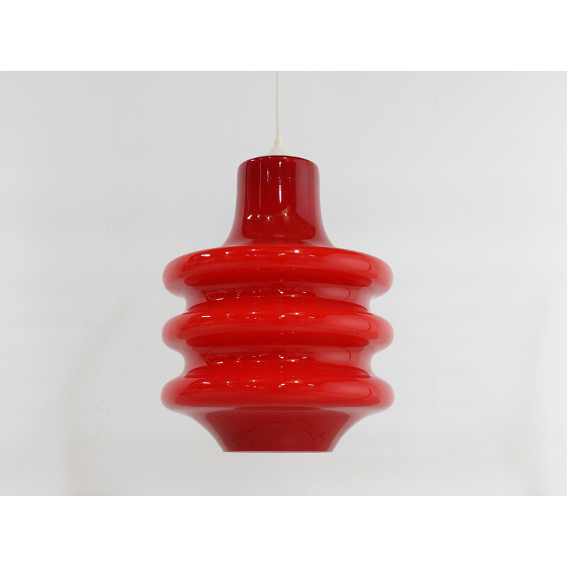 Suspension vintage en verre rouge - 1970