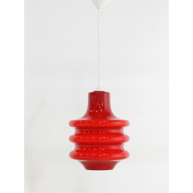 Suspension vintage en verre rouge - 1970