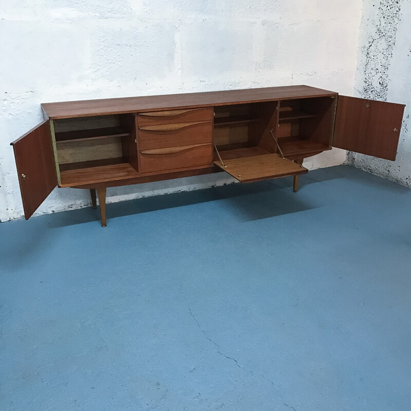 Long scandinavian teak sideboard - 1960s