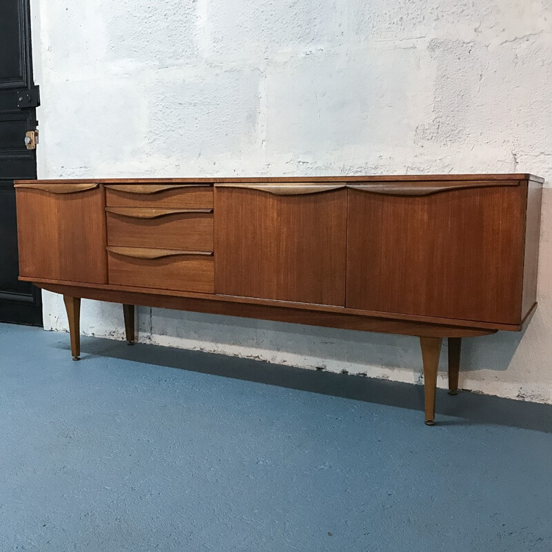 Long scandinavian teak sideboard - 1960s