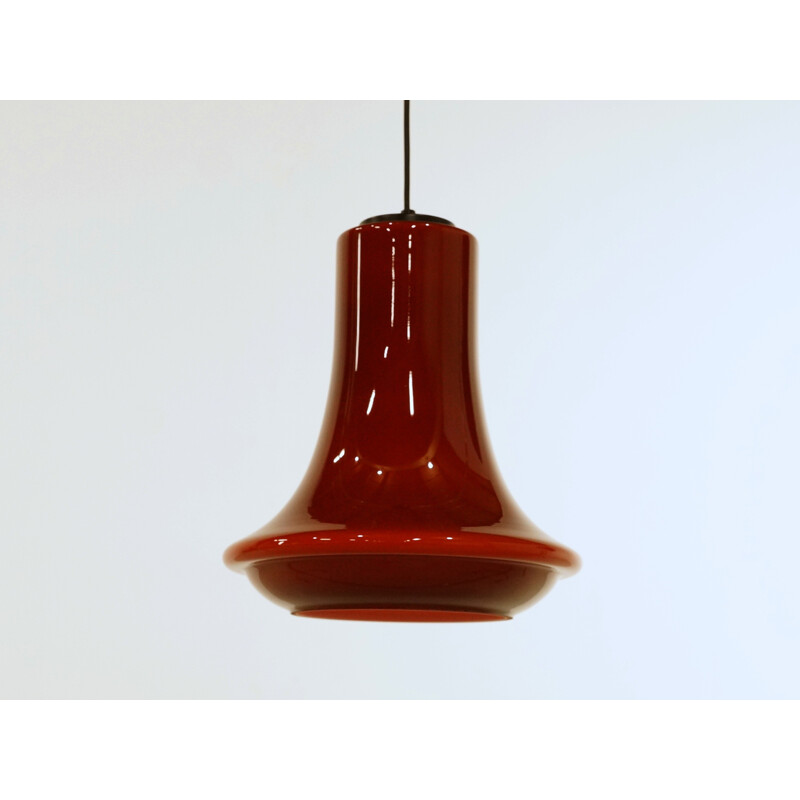 Bell shaped brown glass pendant - 1970s