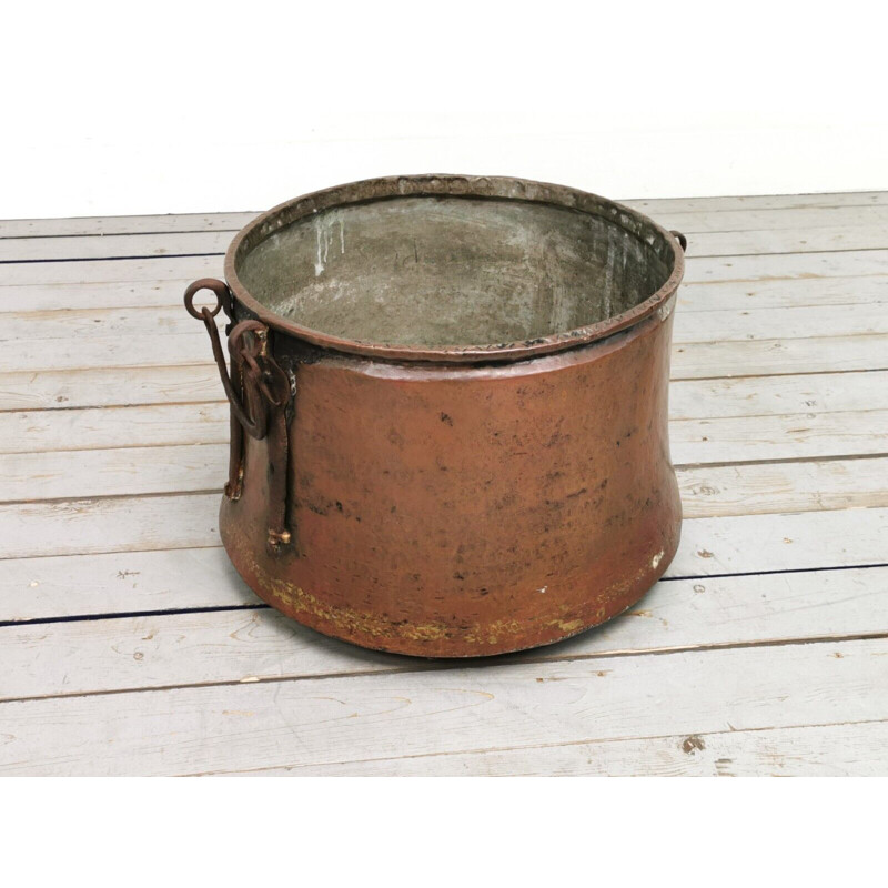 Vintage decorated brass pot, 1900