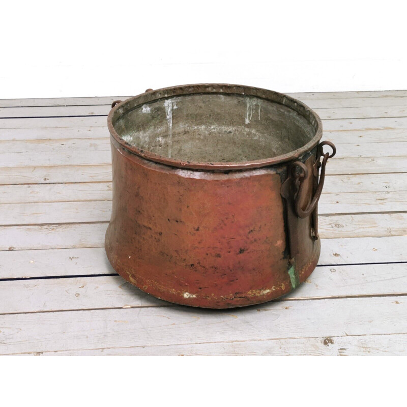 Vintage decorated brass pot, 1900