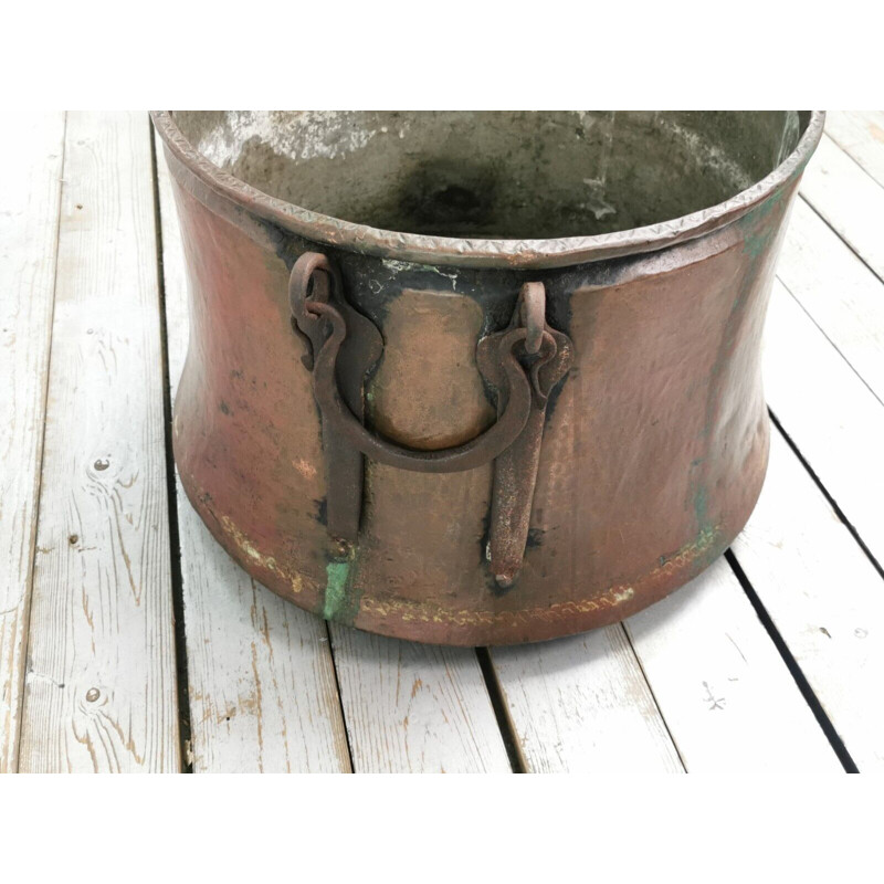 Vintage decorated brass pot, 1900