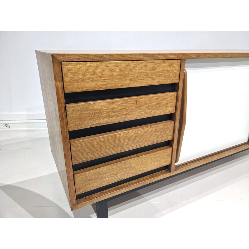 Vintage oakwood cansado highboard with drawers by Charlotte Perriand for Steph Simon, 1960