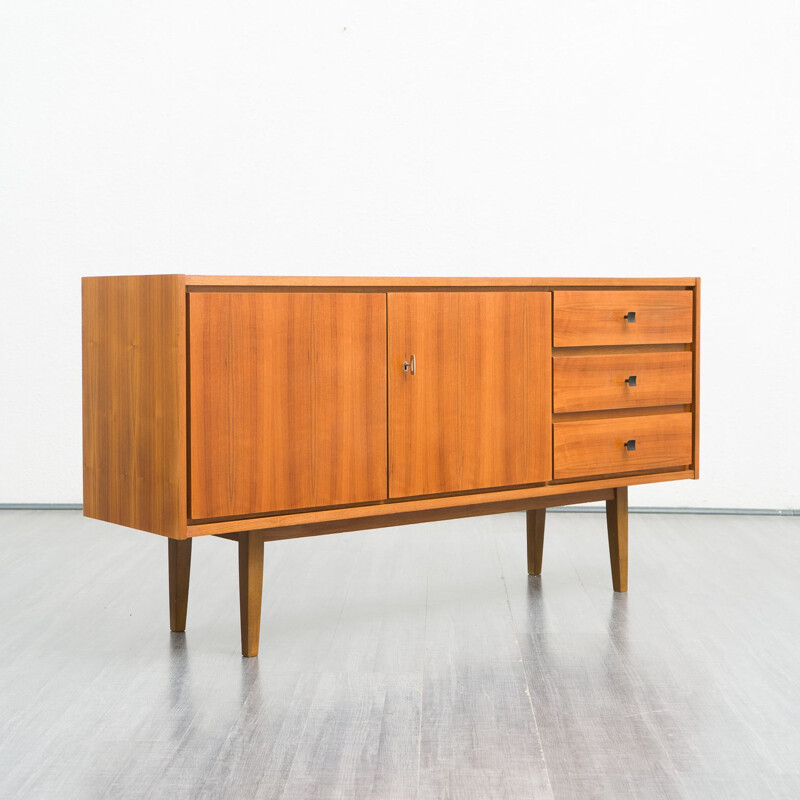 Vintage sideboard in walnut with double door and three drawers, 1960s