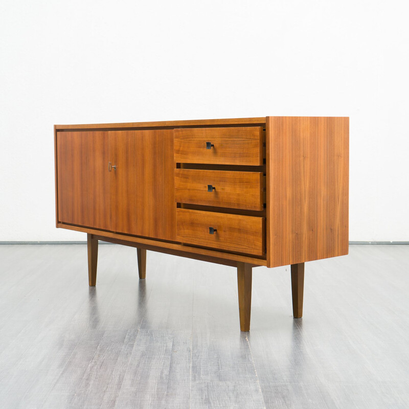 Vintage sideboard in walnut with double door and three drawers, 1960s