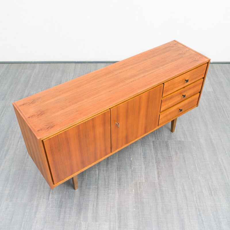 Vintage sideboard in walnut with double door and three drawers, 1960s