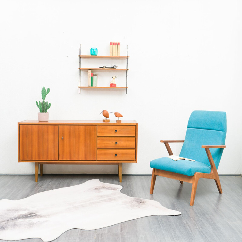 Vintage sideboard in walnut with double door and three drawers, 1960s