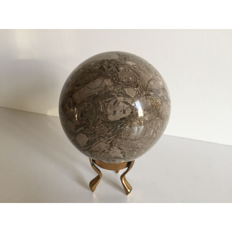 Vintage paperweight in marble and brass