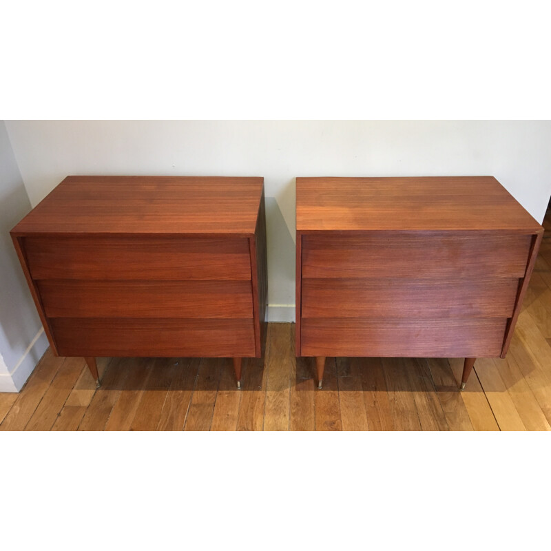 Set of 2 teak chest of drawers - 1960s
