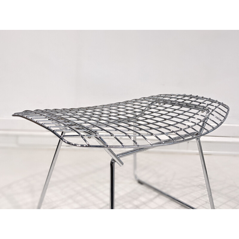 Vintage chrome-plated metal ottoman by Harry Bertoia for Knoll International, 1955