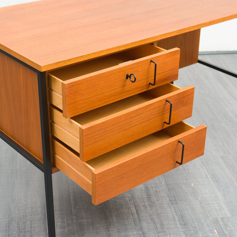 Vintage teak and metal desk, 1960