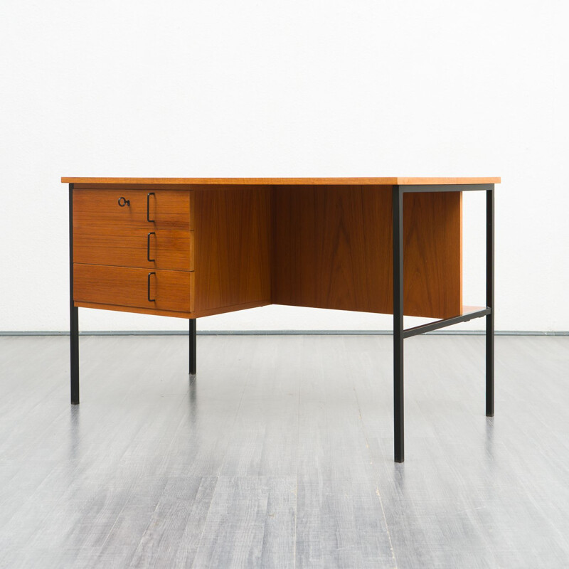 Vintage teak and metal desk, 1960