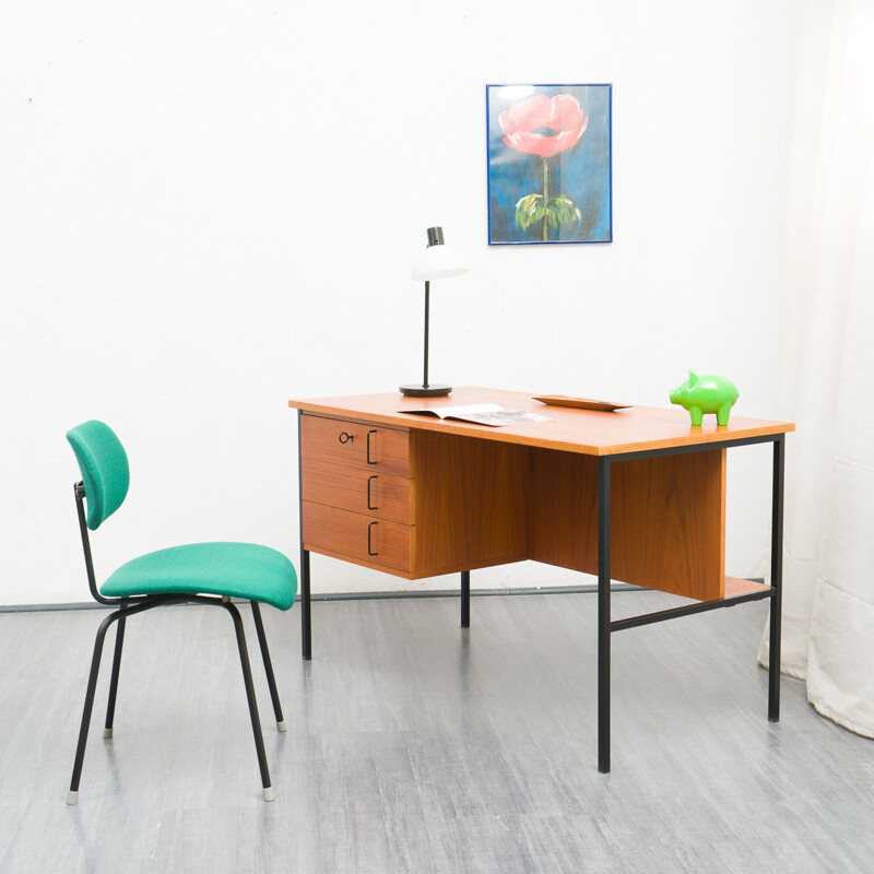 Vintage teak and metal desk, 1960