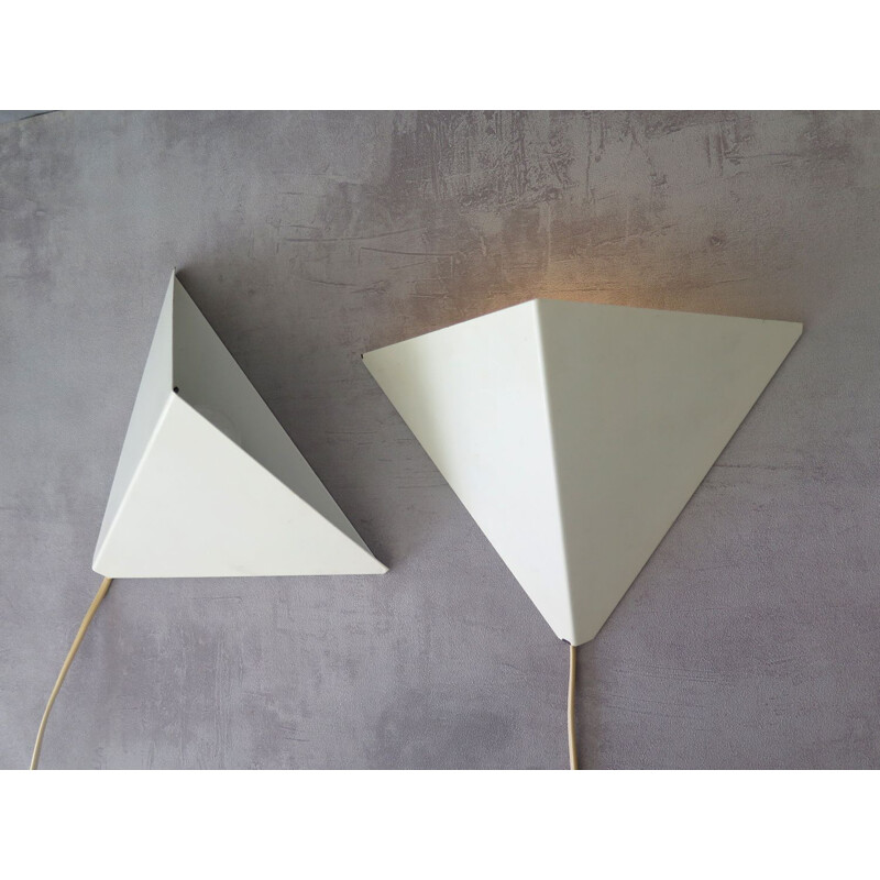 Pair of vintage white wall sconces, Denmark 1970