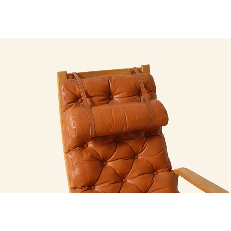 Fauteuil vintage en cuir brun - 1970