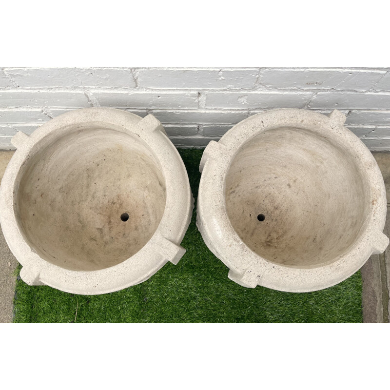 Pair of vintage Composite stone urn planters