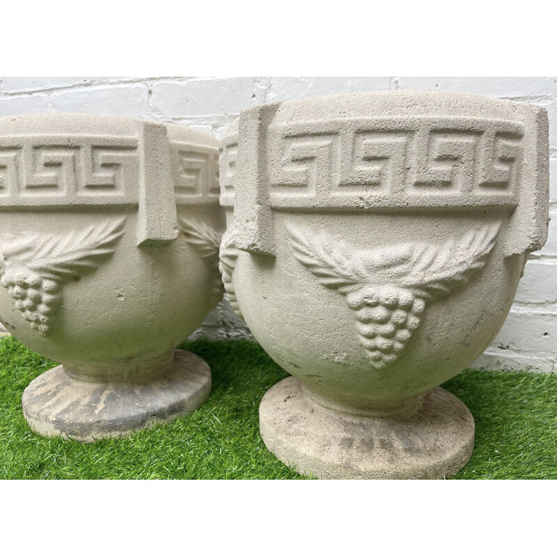 Pair of vintage Composite stone urn planters