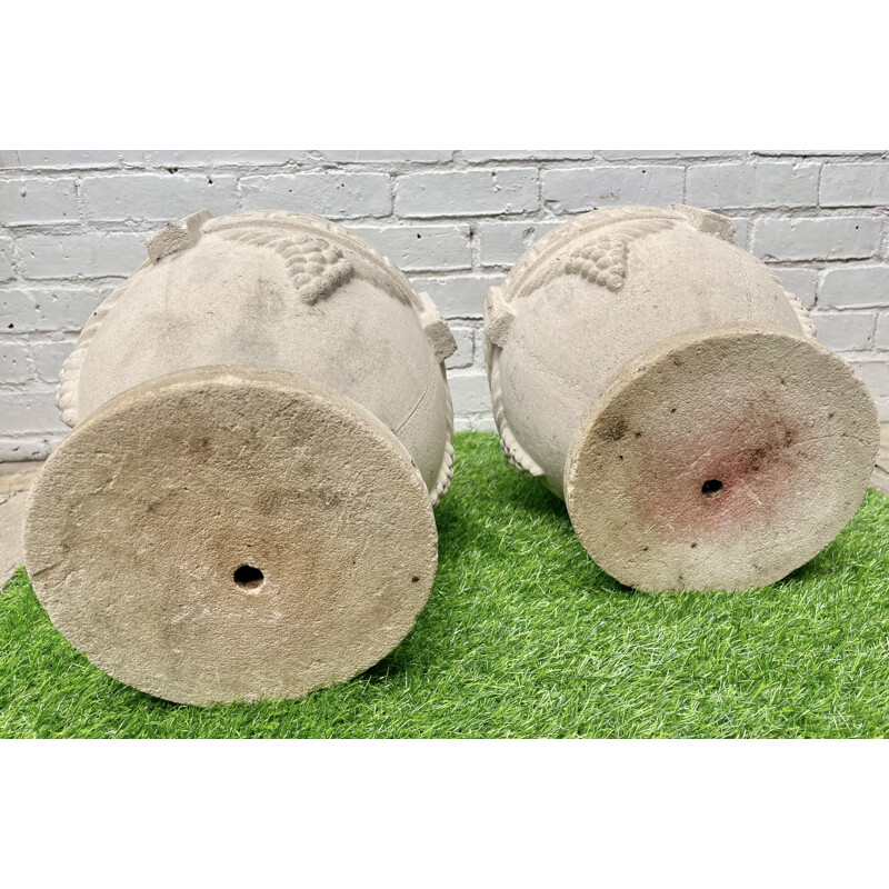 Pair of vintage Composite stone urn planters