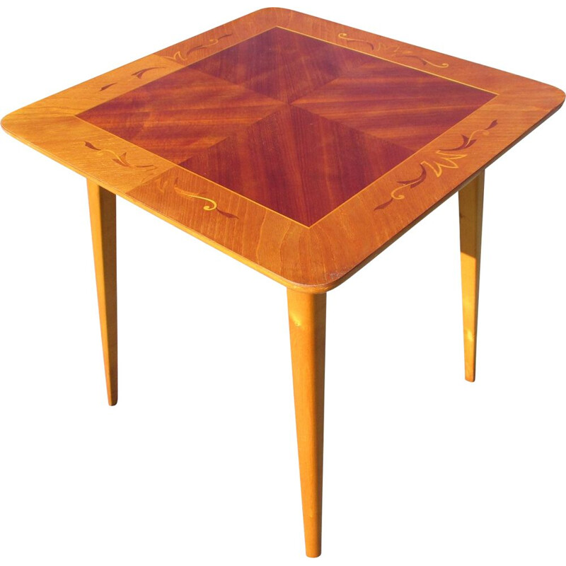 Vintage coffee table with marquetry, 1950s