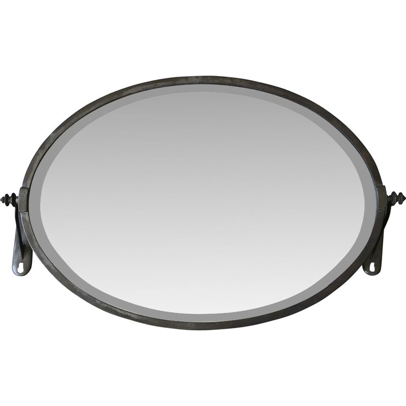 Vintage oval pivoting wall mirror, 1940