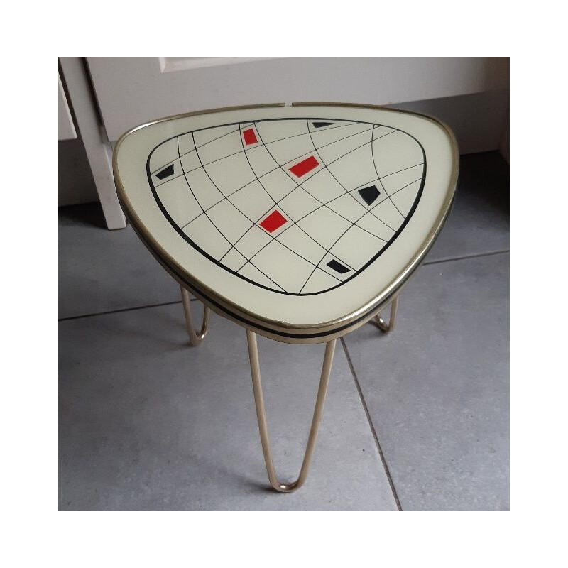 Vintage brass pedestal table, 1960