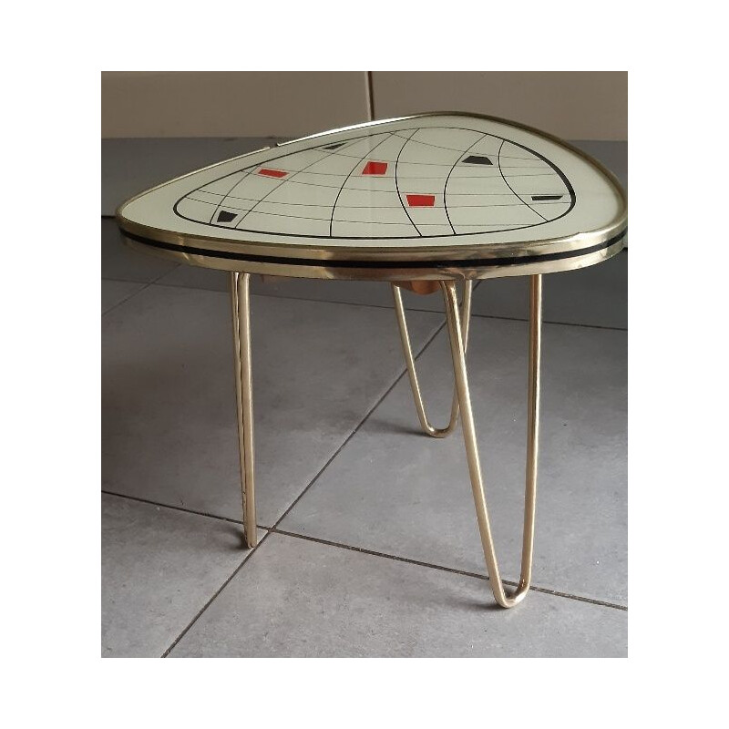 Vintage brass pedestal table, 1960
