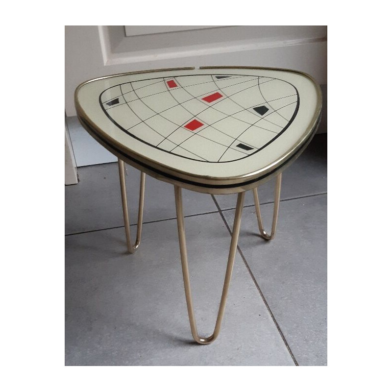 Vintage brass pedestal table, 1960