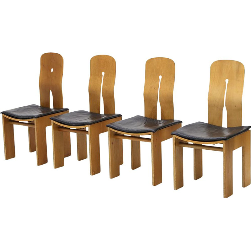 Set van 4 vintage stoelen van Carlo Scarpa voor Bernini, 1970