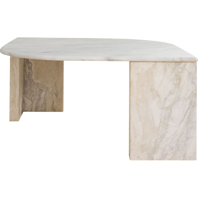 Italian mid century coffee table in Carrara marble, 1980s