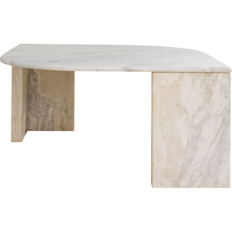 Table basse italienne vintage en marbre de Carrare, 1980