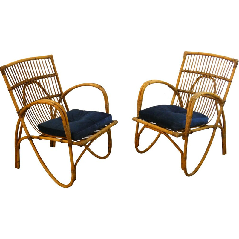 Pair of vintage bridge armchairs by Louis Sognot, 1940