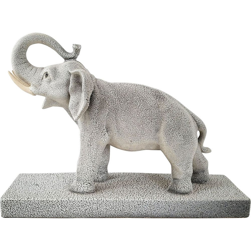 Escultura de elefante em cerâmica Vintage, 1950