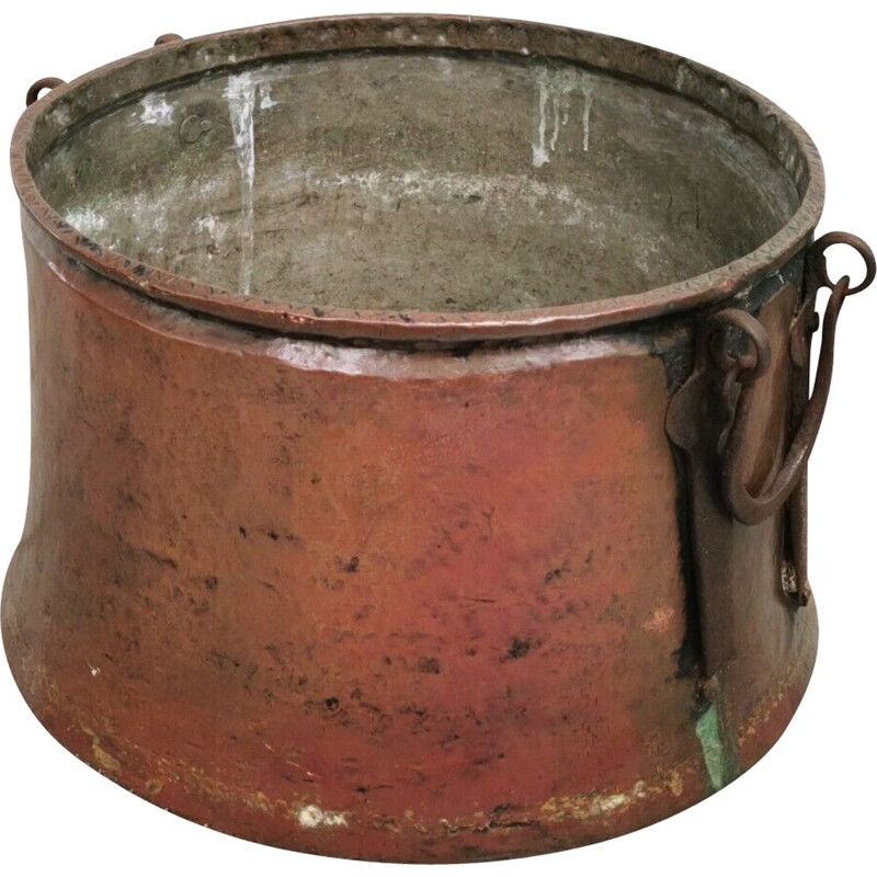 Vintage decorated brass pot, 1900