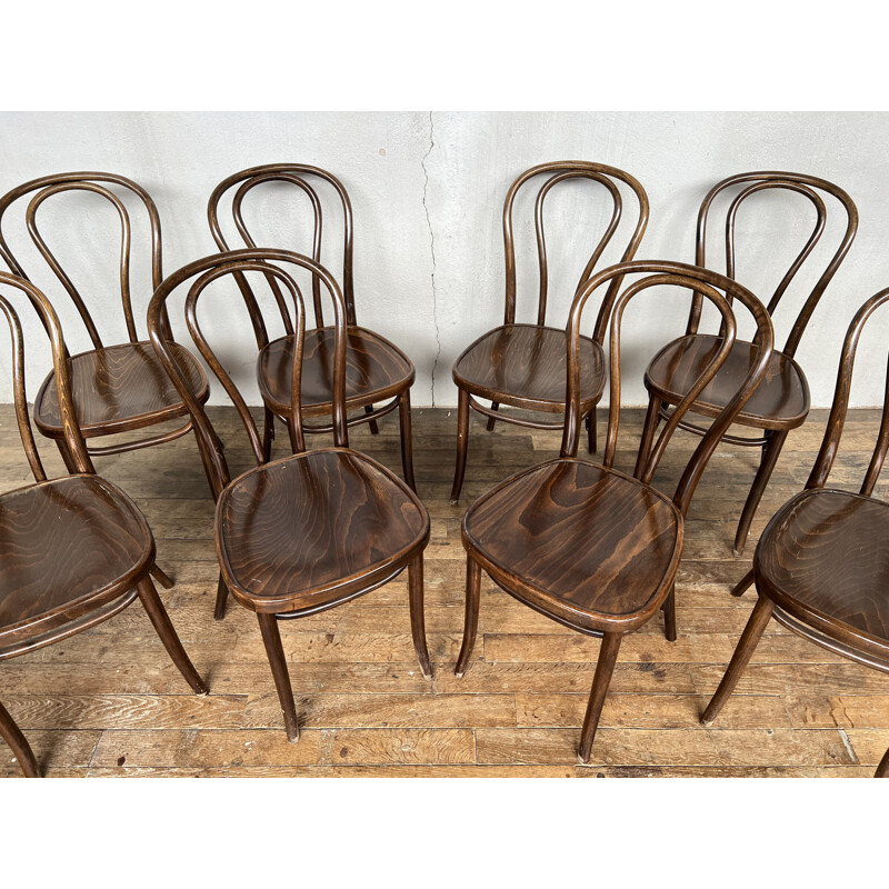 Set of 8 vintage bentwood bistro chairs, 1960