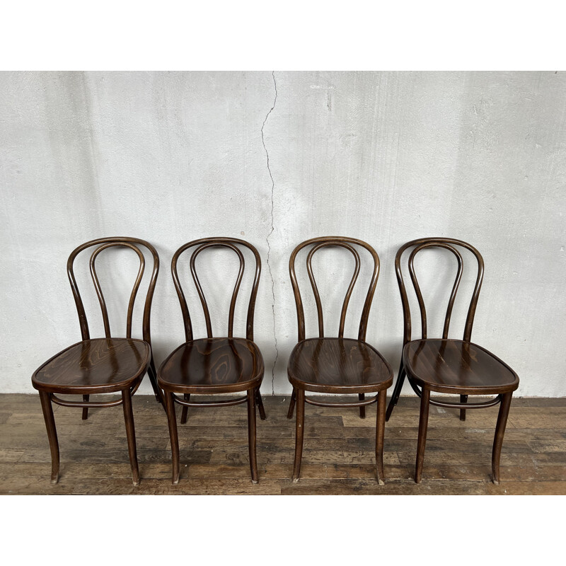 Set of 8 vintage bentwood bistro chairs, 1960