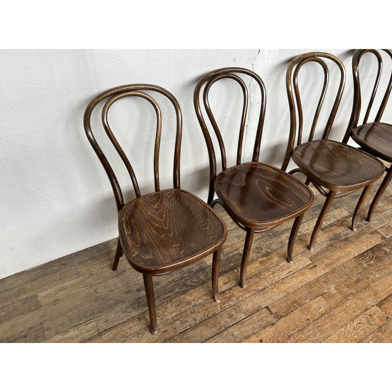 Set of 8 vintage bentwood bistro chairs, 1960