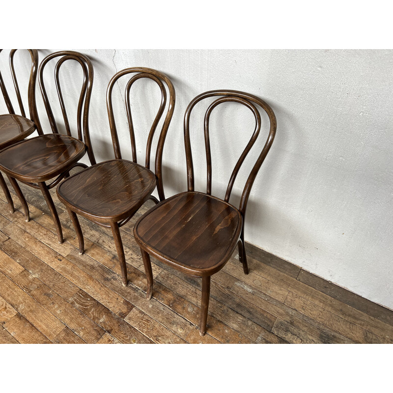 Set of 8 vintage bentwood bistro chairs, 1960