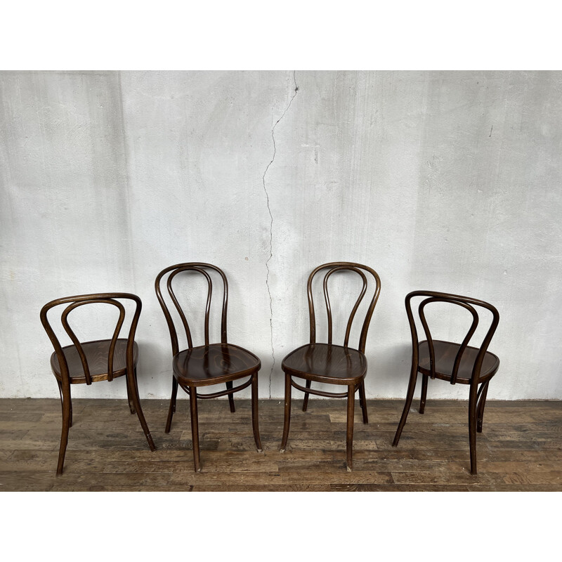 Set of 8 vintage bentwood bistro chairs, 1960