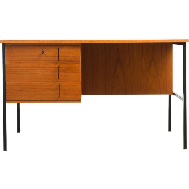 Bureau vintage en teck et structure métallique, 1960