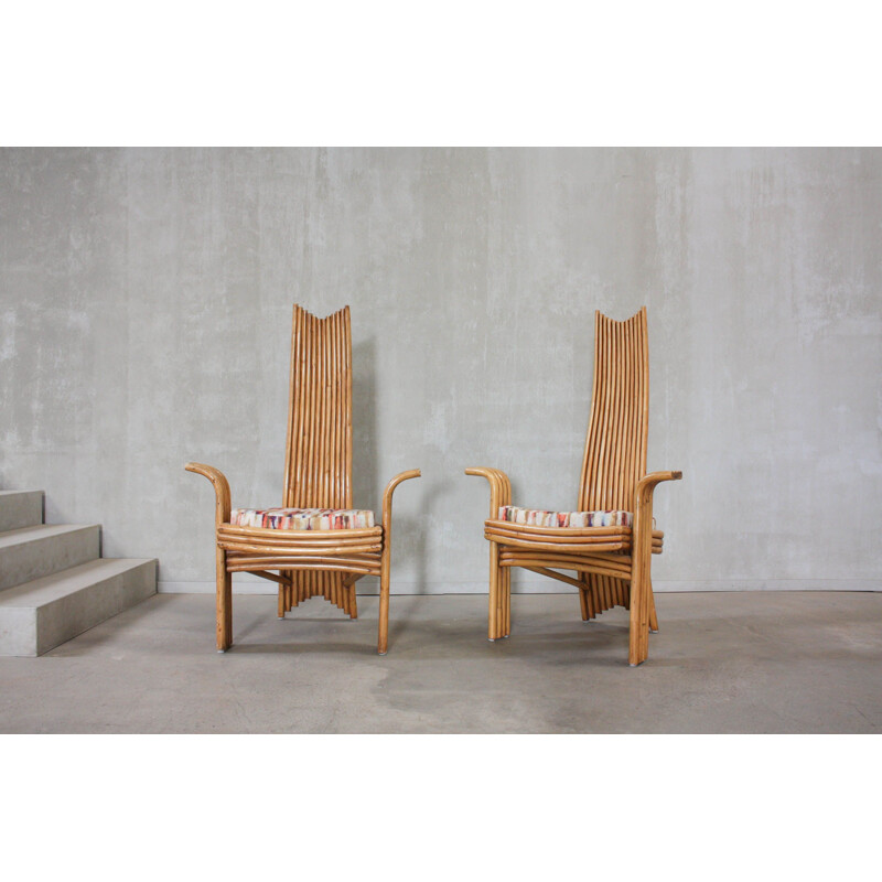 Set of 6 vintage bamboo dining chairs by McGuire, USA 1970s
