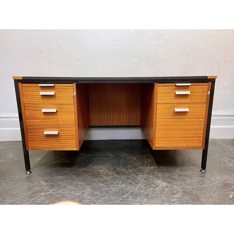 Vintage teak desk with shelves by Abbess Linear, 1970s